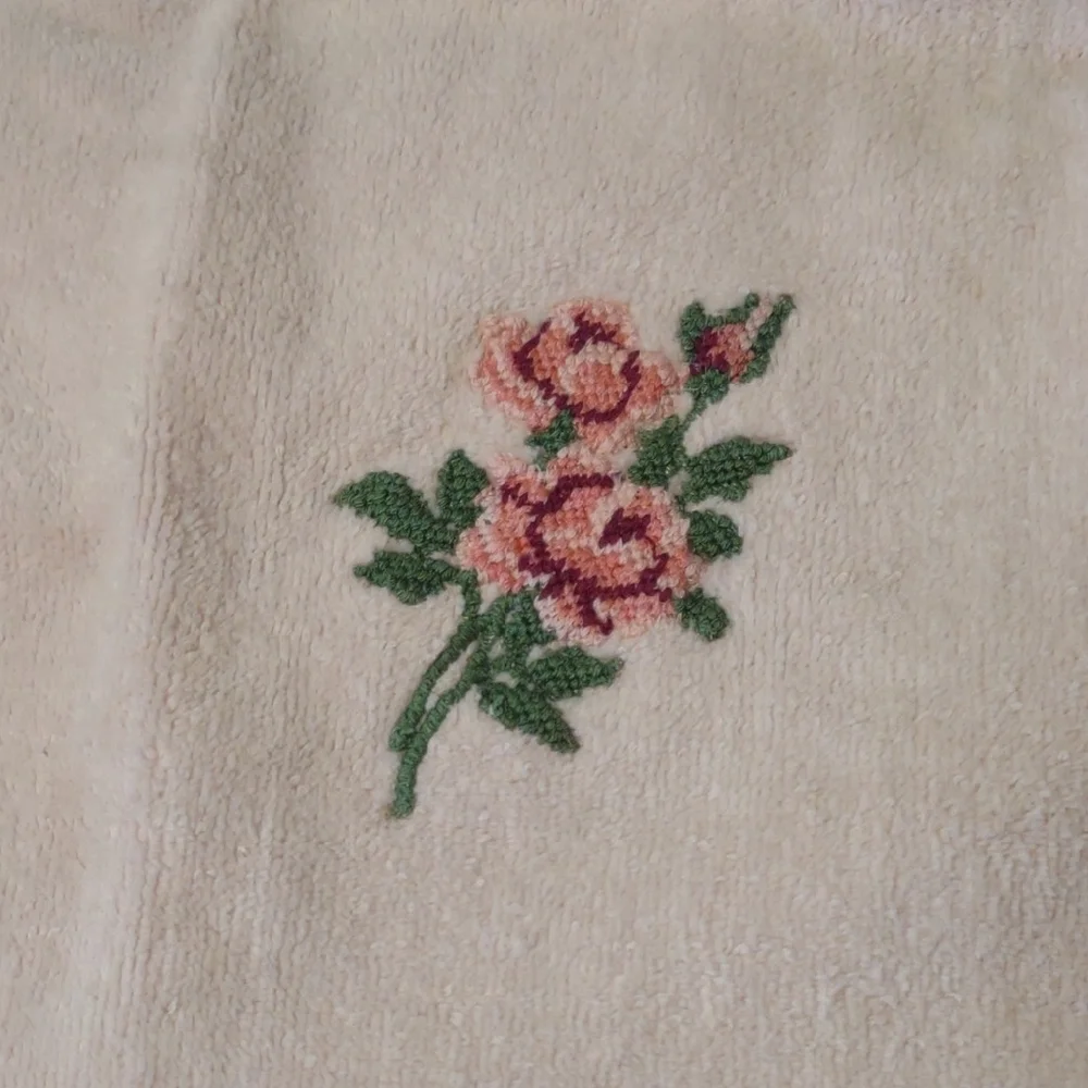 Bundle Of Vintage Colorful Embroidered Hand Towels - Floral 70s & 80's